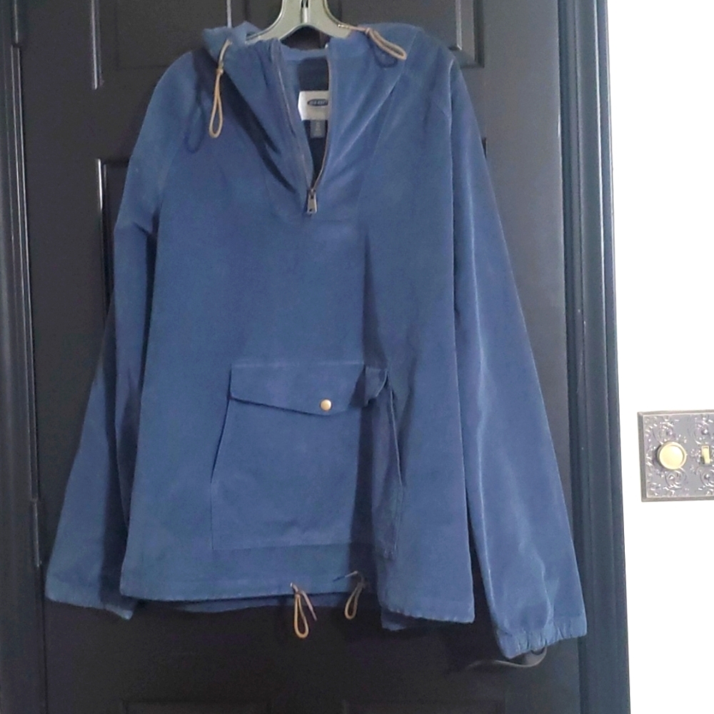 Old navy men's xl tall corduroy pull over hoodie jacket dusty blue NWT
